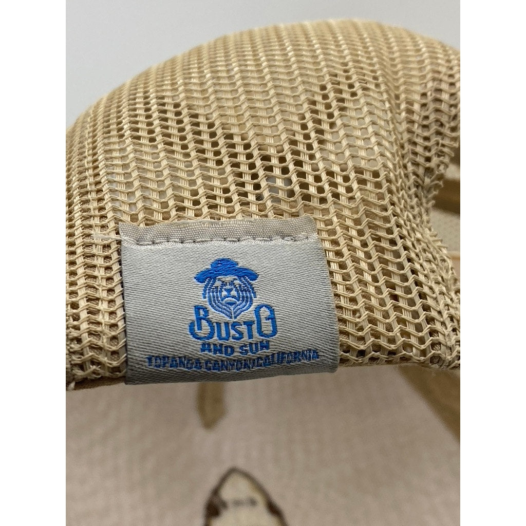 BUSTO AND SUN Men's Tan Embroidered Topanga Shark Logo Mesh Snapback Hat OS