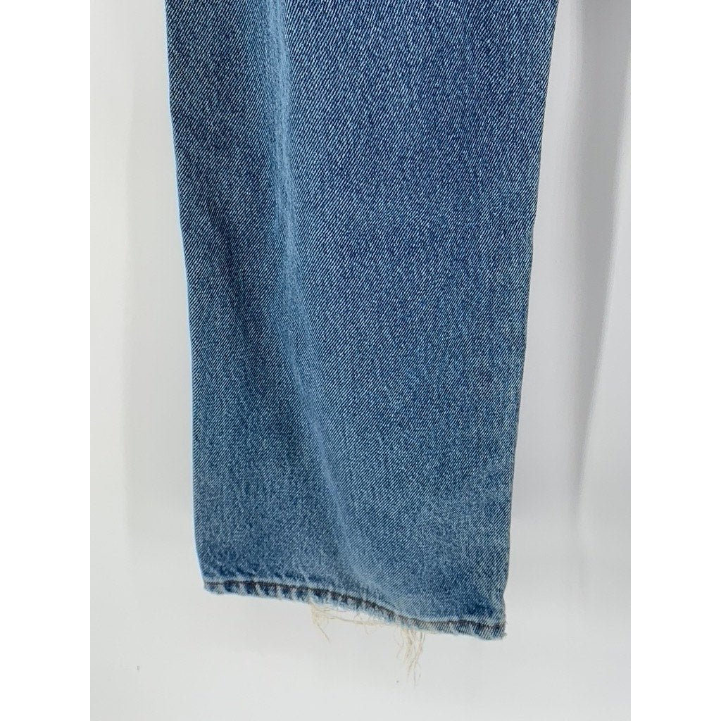 RUSTLER Men's Blue Vintage Denim Distressed Straight-Leg Jeans SZ 38X30