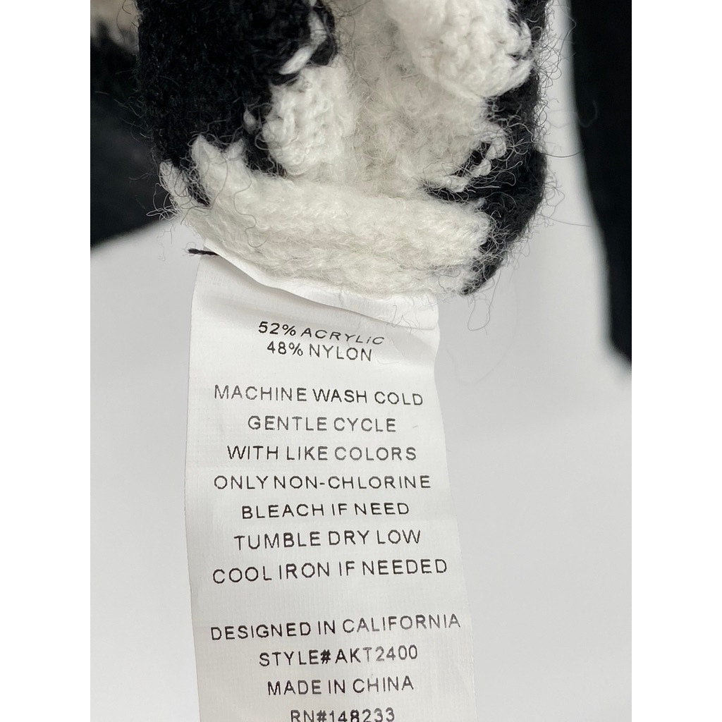 OVER KLESHAS Women’s Black-White Collared Knit Striped Sweater SZ L/XL