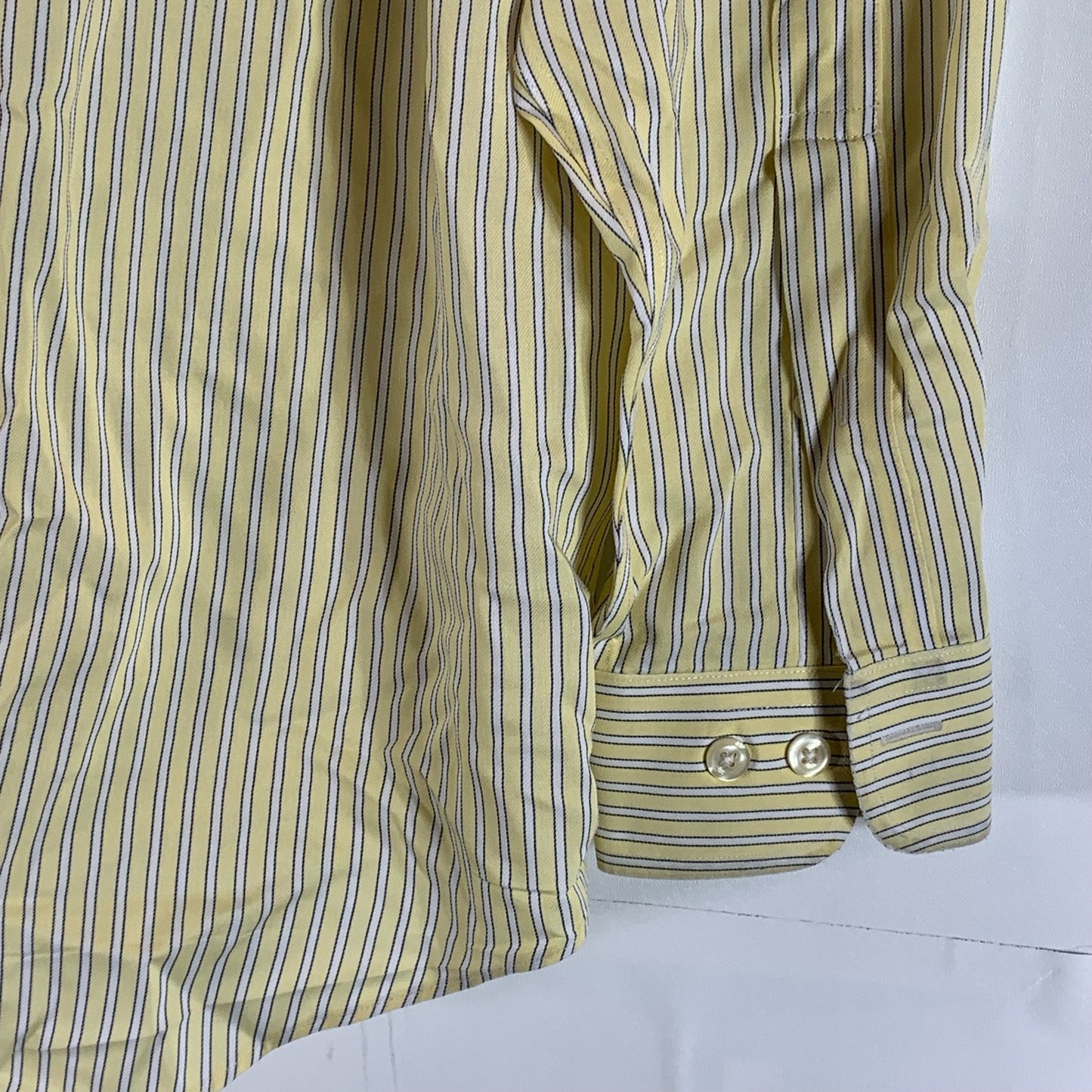 BROOKS BROTHERS 346 Men's Yellow Striped No-Iron Original Button-Up Shirt SZ S