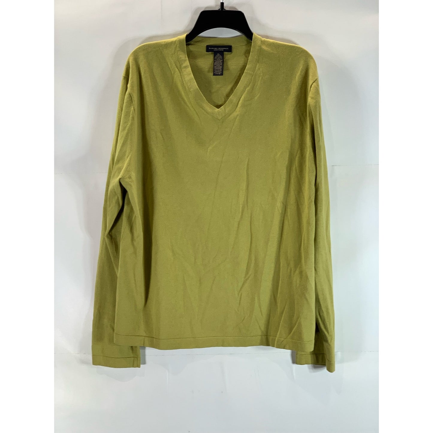 BANANA REPUBLIC Men's Green Cotton-Blend Luxe V-Neck Long Sleeve Sweater SZ XL