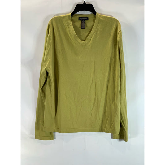 BANANA REPUBLIC Men's Green Cotton-Blend Luxe V-Neck Long Sleeve Sweater SZ XL