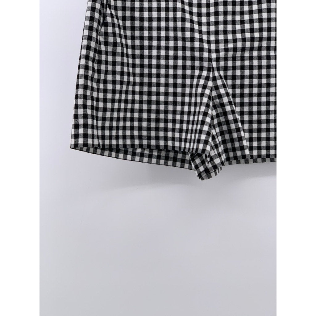 ZARA Women's Black-White Checkered High-Waist Shorts SZ S
