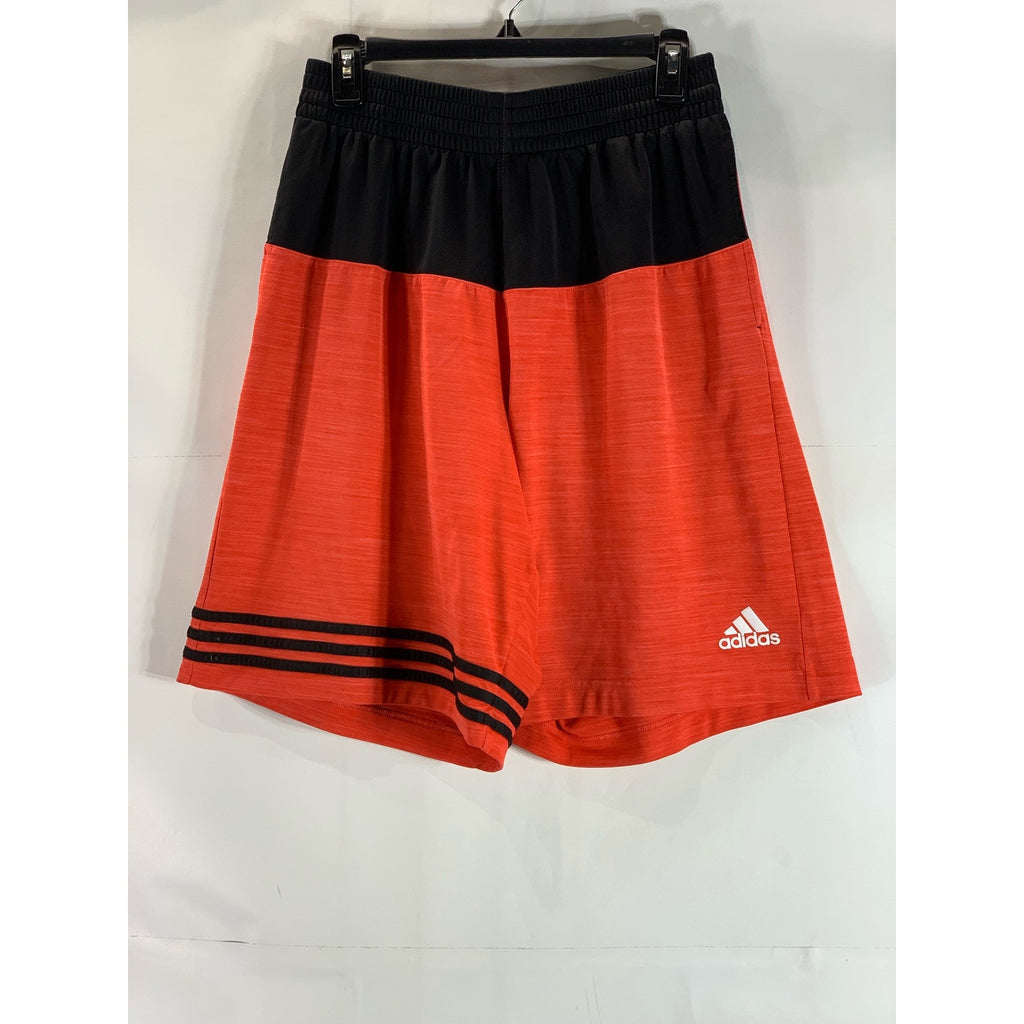 ADIDAS Men's Orange/Black Drawstring Waist Pull-On Active Shorts SZ L