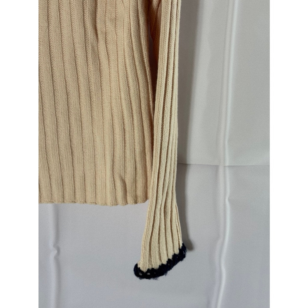 REBECCA TAYLOR Women's Pink Asymmetrical Collar Ribbed Long Sleeve Sweater SZ S