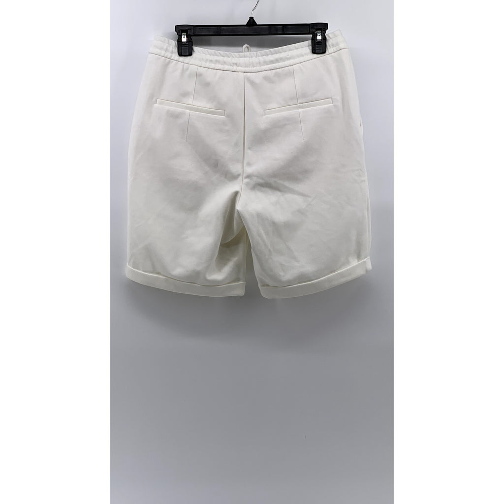ZARA Men's White Cuffed Drawstring Shorts SZ M
