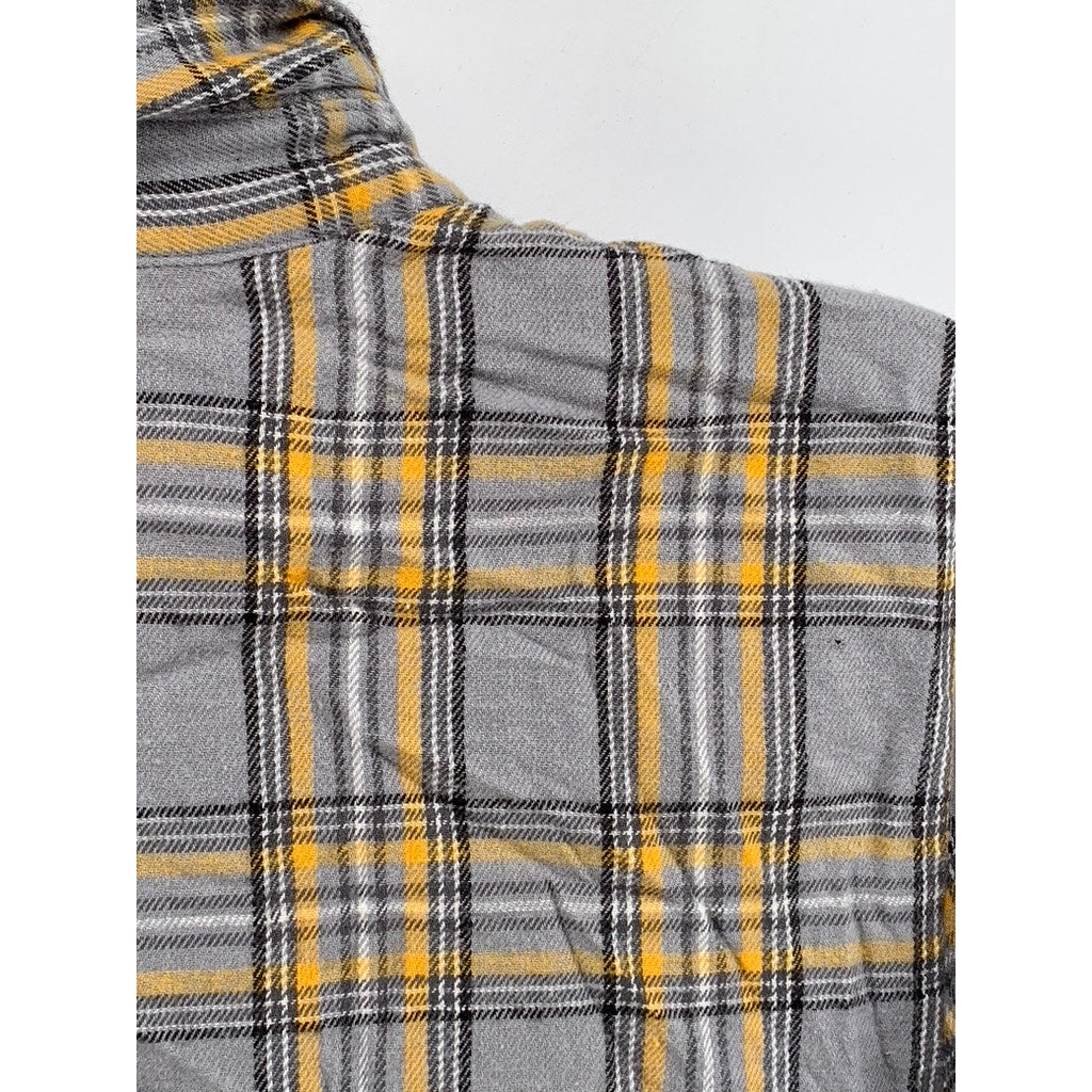 THE ORIGINAL ARIZONA Women's Gray-Yellow Plaid Button-Up Long Sleeve Shirt SZ XL