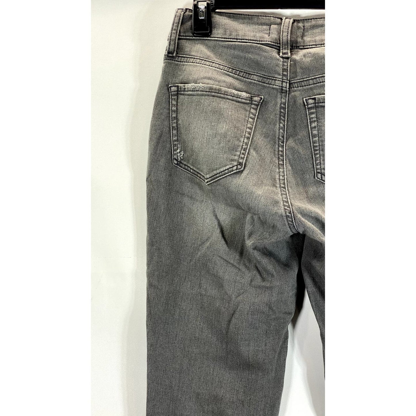 NYDJ Women's Grey Distressed Knee Lift Tuck Technology Girlfriend Jeans SZ 2