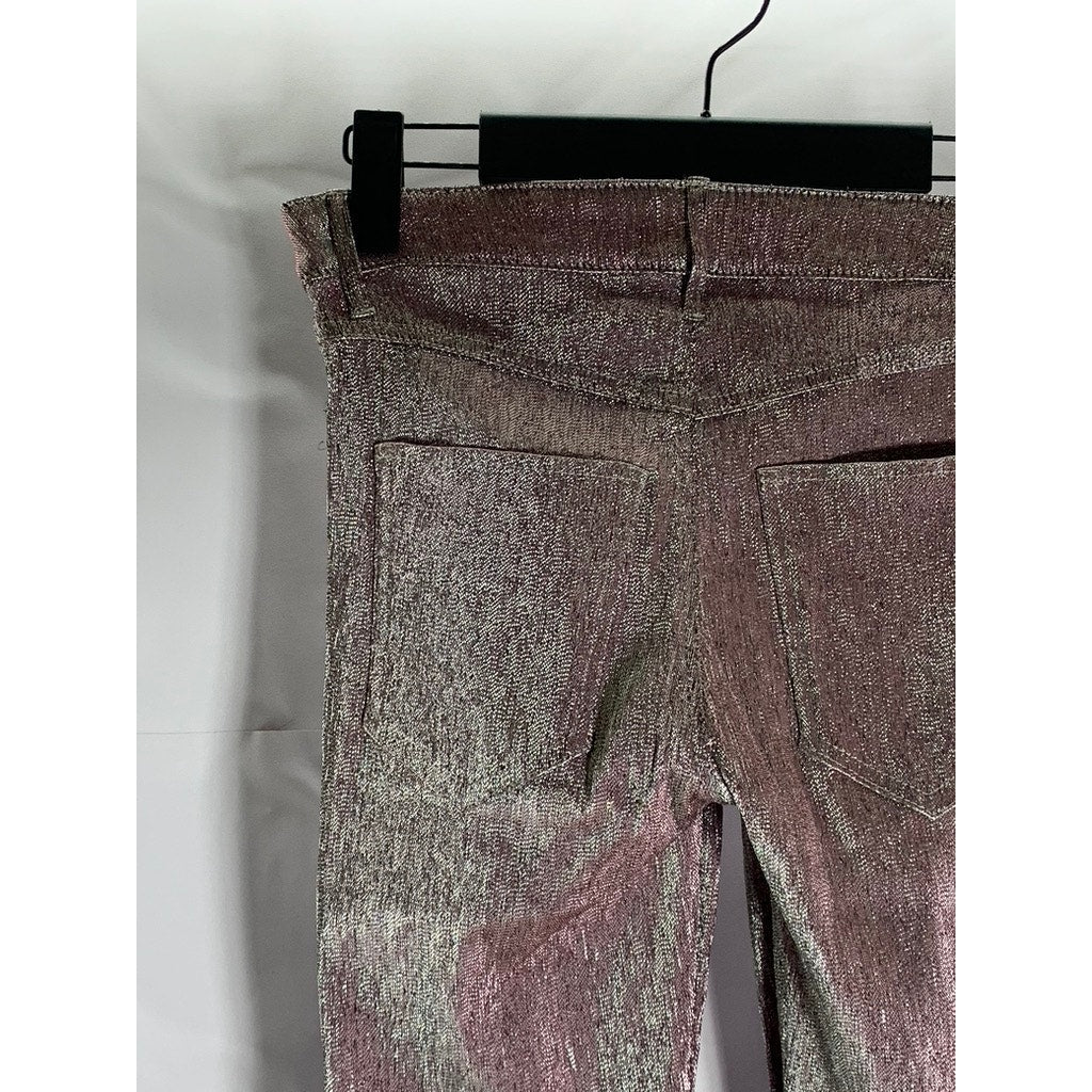 UNBRANDED Women's Burgundy Metallic Skinny-Leg Pants SZ S