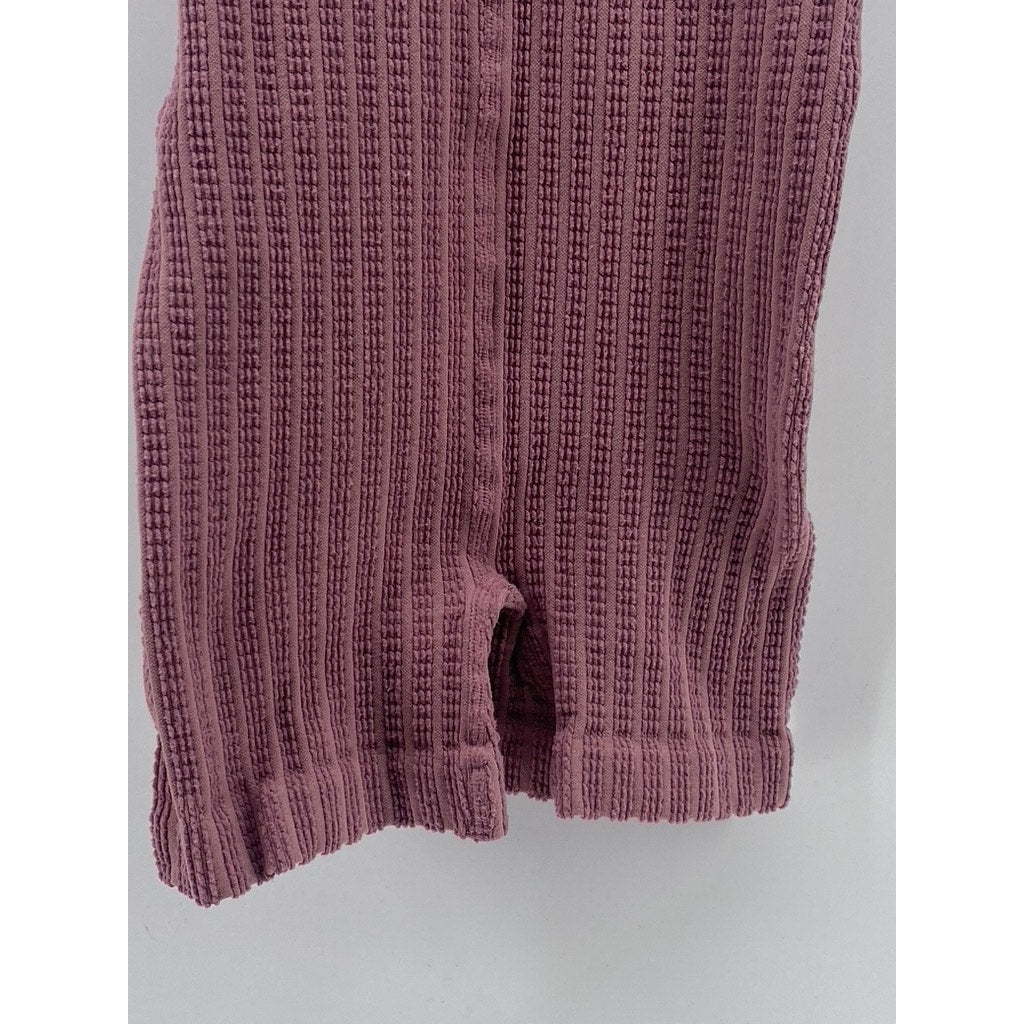 REFORMER Women's Mauve The Textured Runsie Scoop-Neck Pull-On Romper SZ XS/S