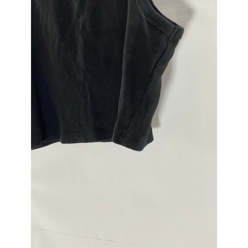 H&M Women's Black Crewneck Sleeveless Ribbed Knit Stretch Halter Crop Top SZ M