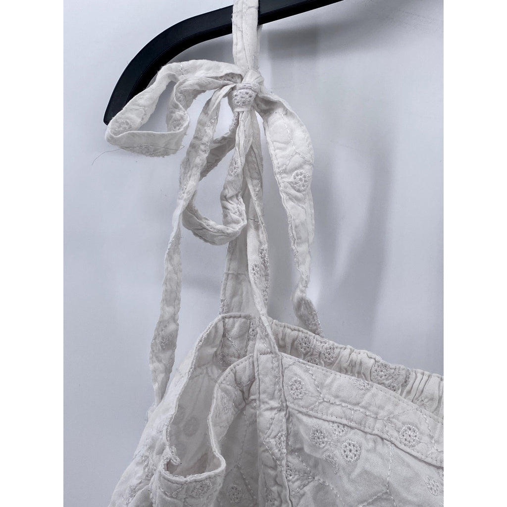 OLD NAVY Women's White Calla Lily Straight Neck Tie-Sleeve Mini Babydoll Dress S