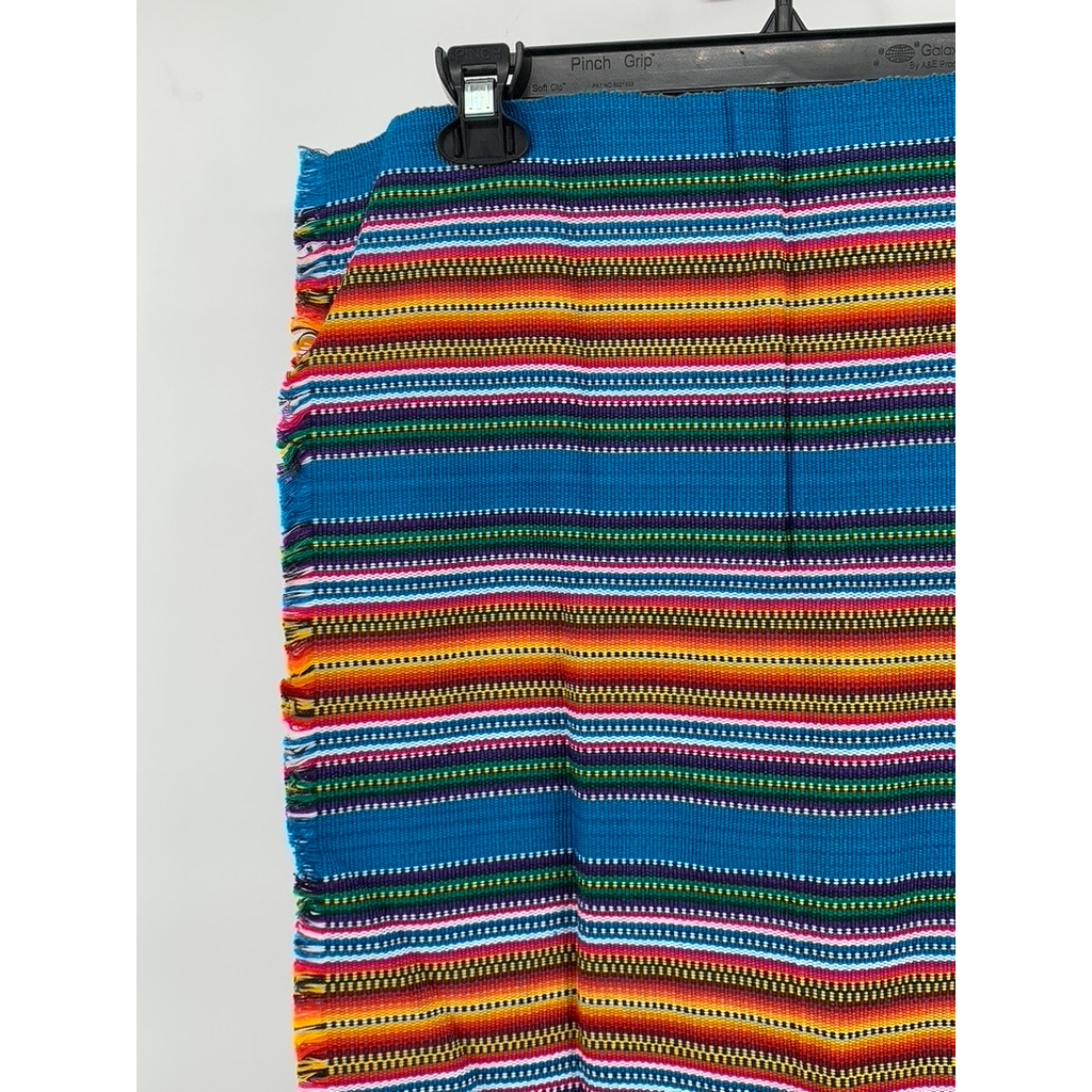 UNBRANDED Blue-Orange Knit Stripe Print Fabric Table Runner
