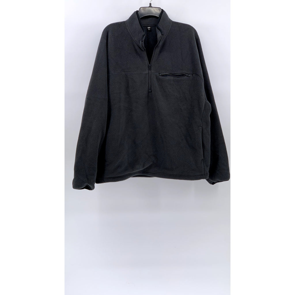 UNIQLO Men's Charcoal Gray Fleece Oversized Half-Zip Sweater SZ L