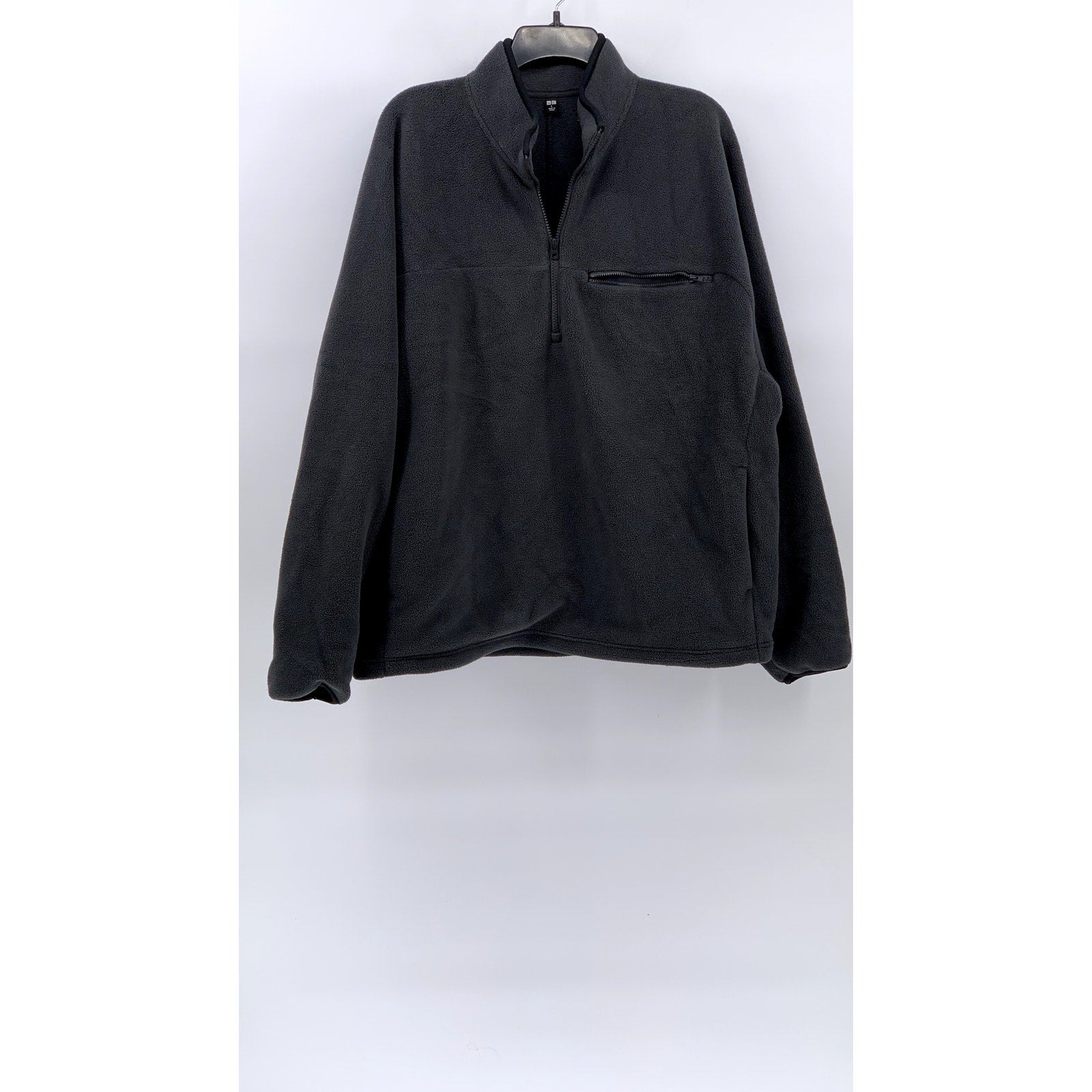 UNIQLO Men's Charcoal Gray Fleece Oversized Half-Zip Sweater SZ L