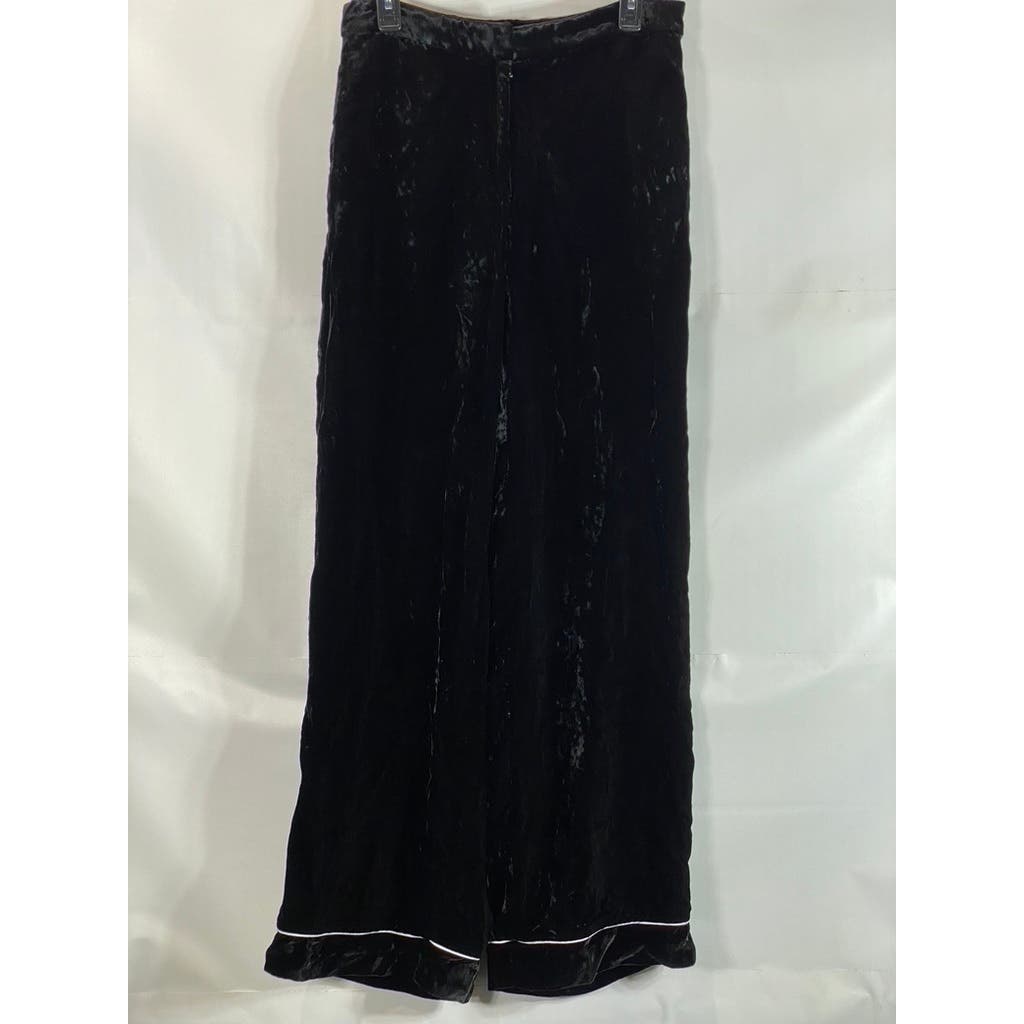 BARNEYS NEW YORK Women's Black Velvet Wide-Leg Pants SZ 42(US 6)