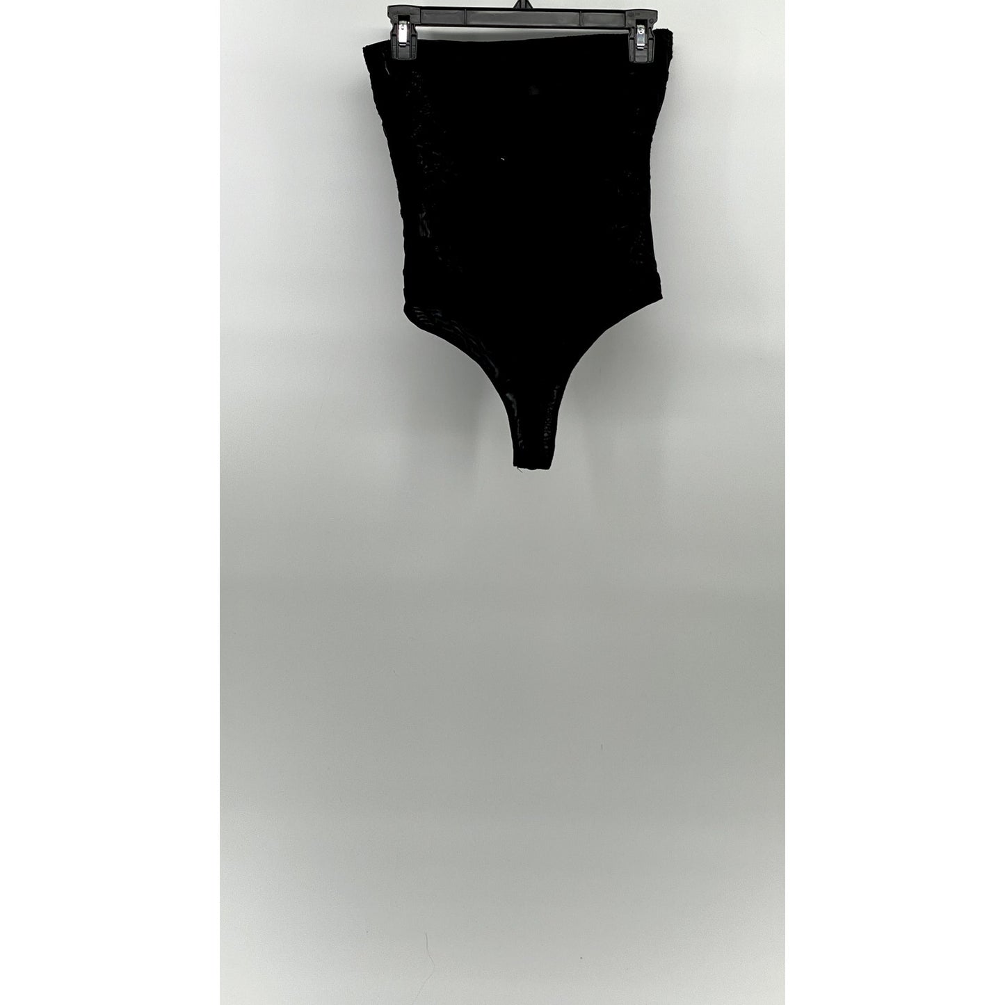WILD HONEY Women's Black Embroidered Floral Mesh Strapless Thong Bodysuit SZ S