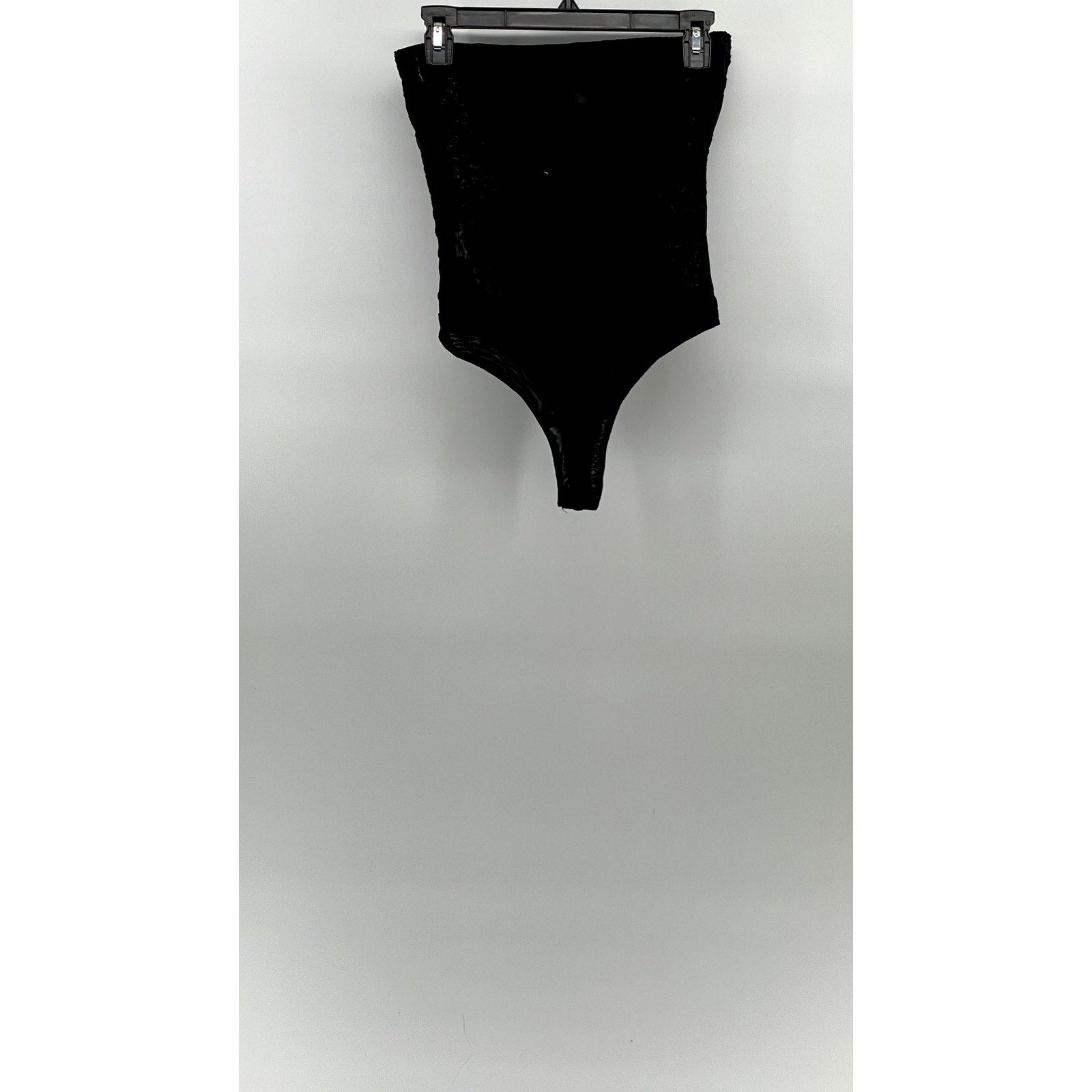 WILD HONEY Women's Black Embroidered Floral Mesh Strapless Thong Bodysuit SZ S