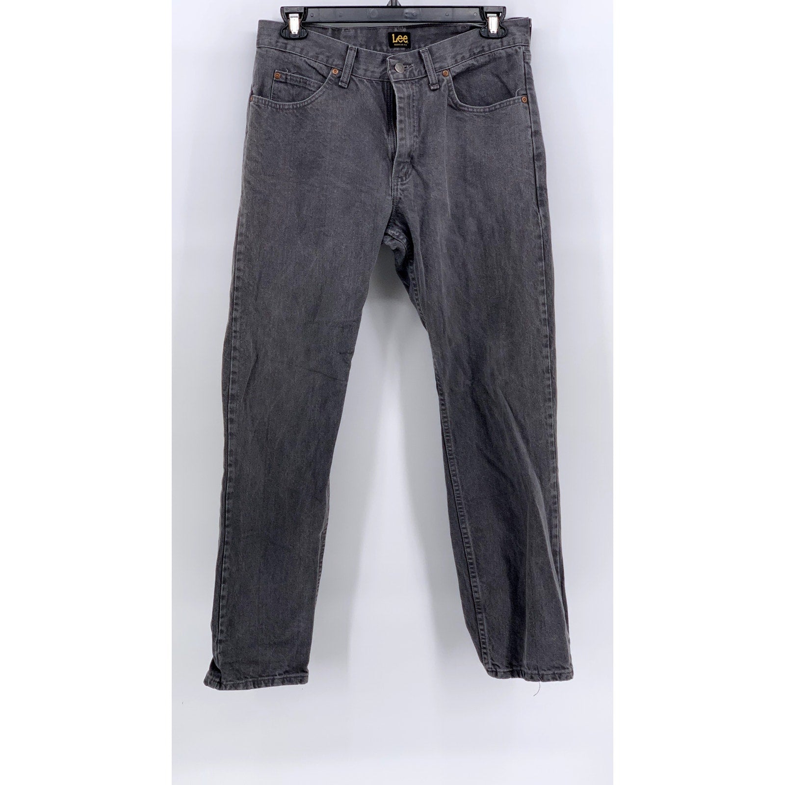 LEE Men’s Gray Denim Regular-Fit Straight-Leg Jeans SZ 34x32