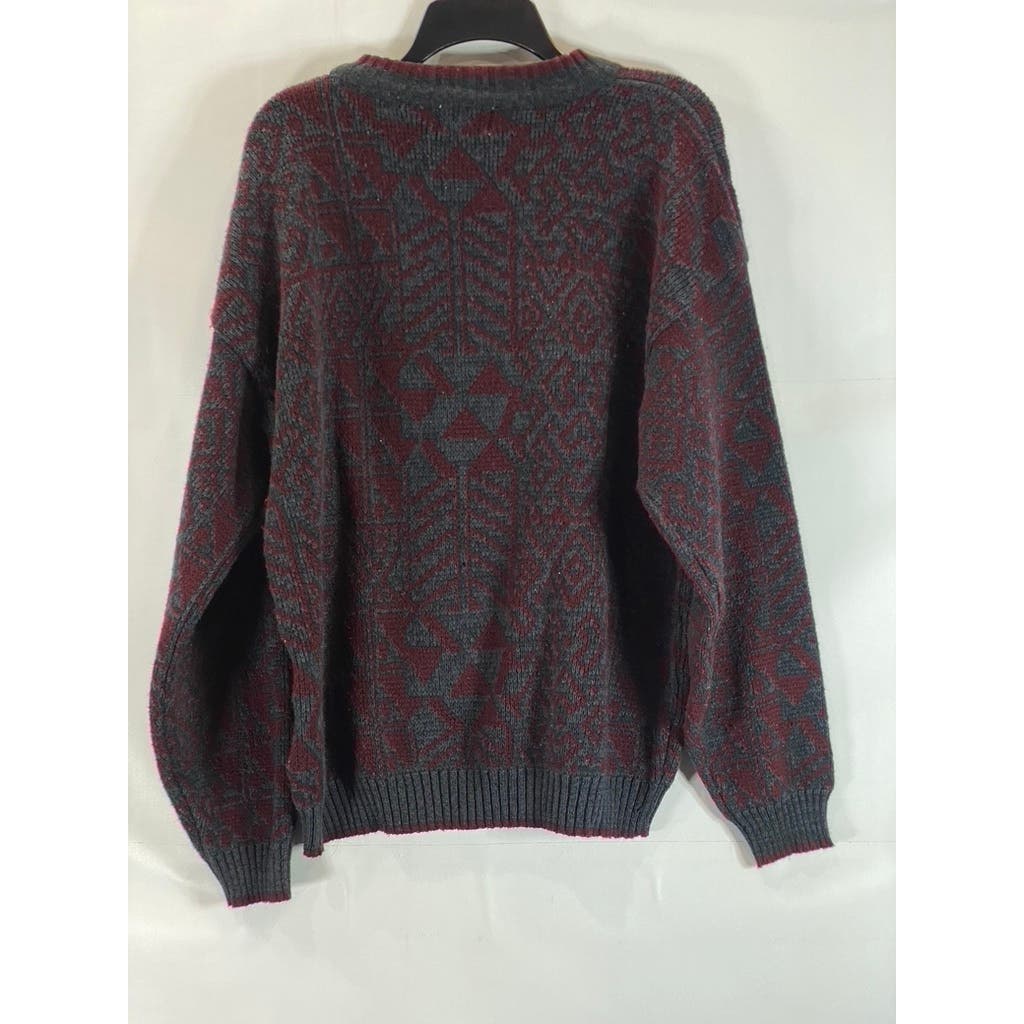 THE MEN'S STORE At Sears Men's Burgundy Printed Vintage Crewneck Sweater SZ XL