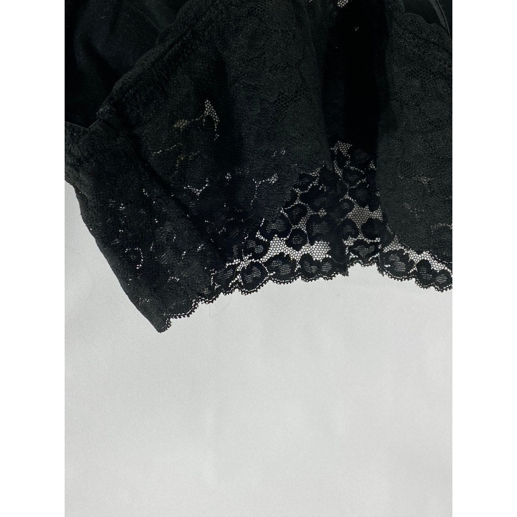 AERIE Women's Black Lace Adjustable Cross-Back Strappy Bralette SZ L