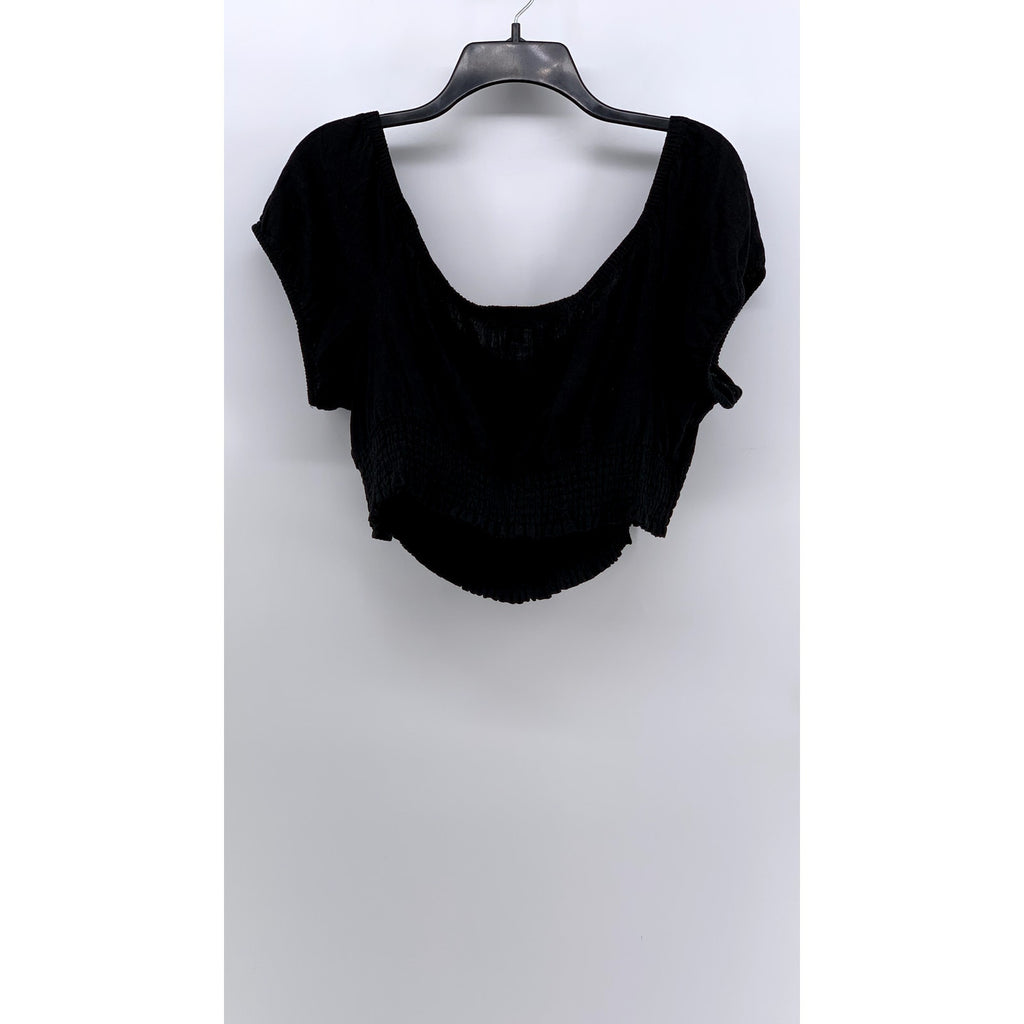 TORRID Women's Black Plus Linen Blend Off-The-Shoulder Smocked Crop Top SZ 1