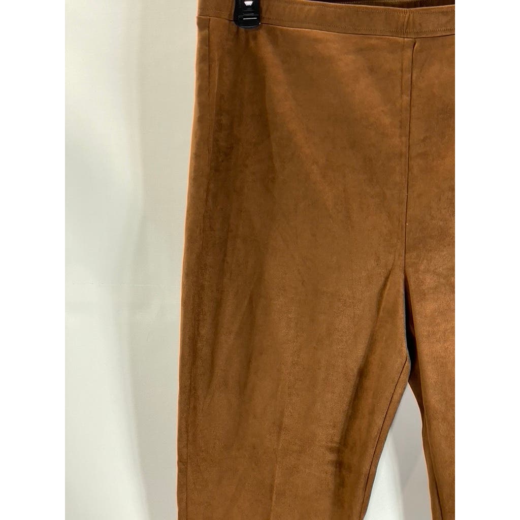 KOBI HALPERIN Women's Brown Faux Suede Lori Elastic-Waist Cropped Pant SZ 2XL