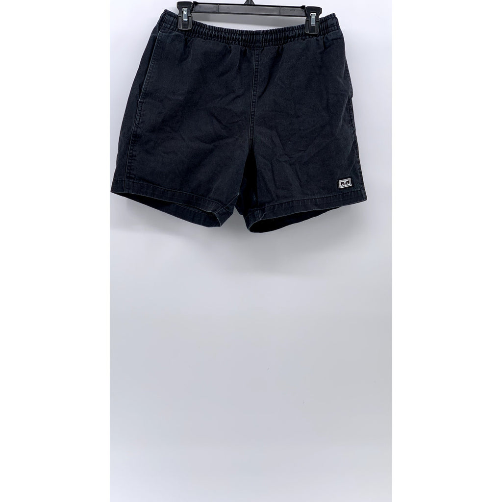 OBEY Men's Washed Black Casual Pull-On Elastic Waist Chino Shorts SZ S