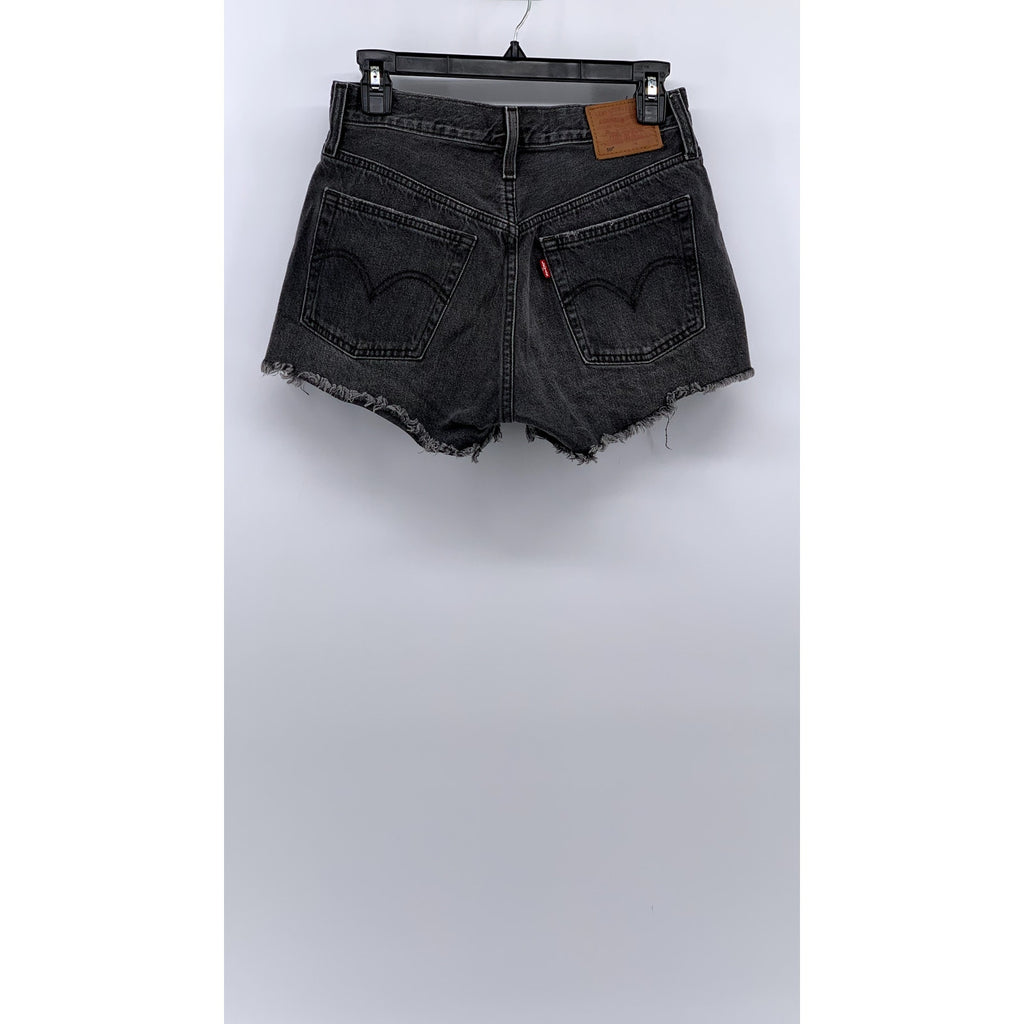 LEVI'S Women's Black Denim Distressed 501 Shorts SZ 26