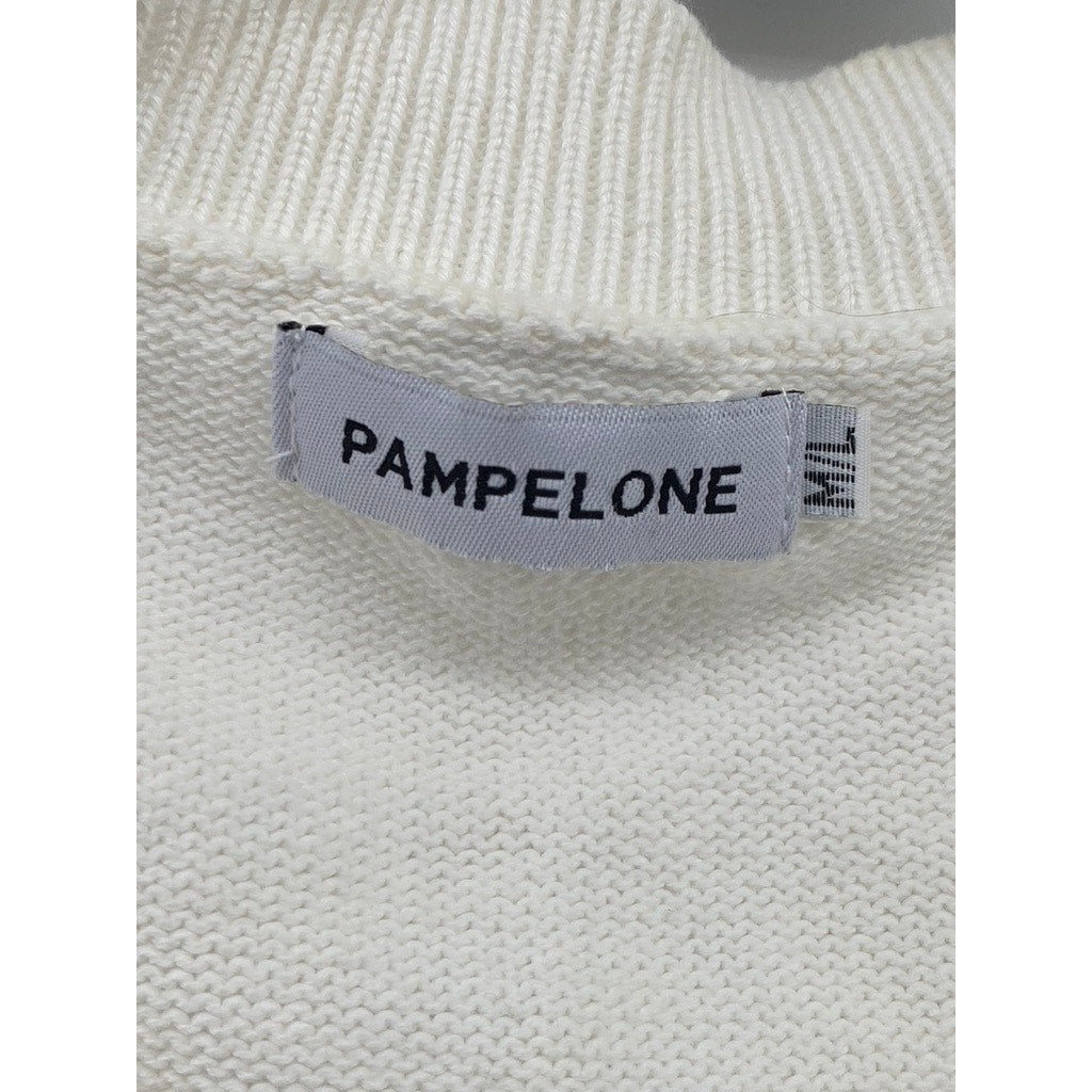 PAMPELONE Women's White Solid Knit V-Neck Sleeveless Sweater Vest SZ M/L