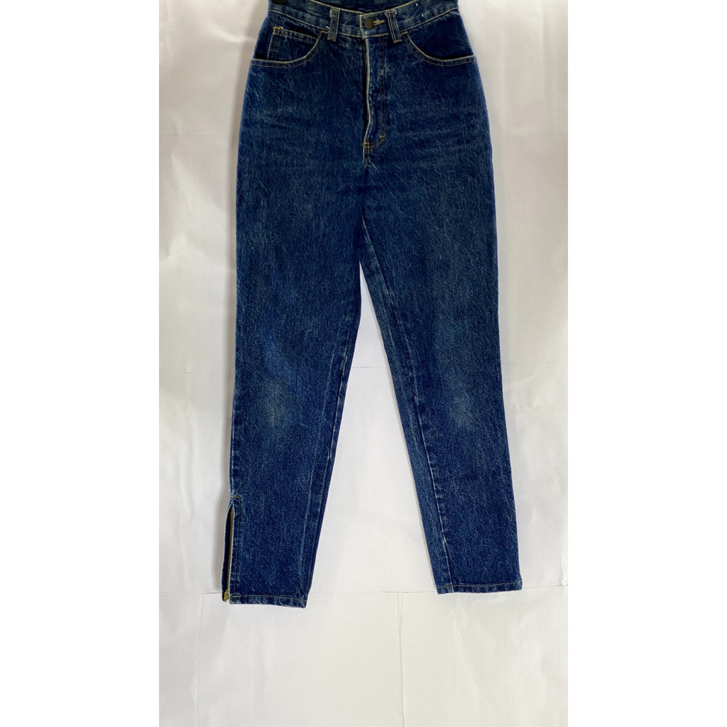 TROUSERS UP Women's Vintage Dark Blue Denim Zipper-Hem Slim-Leg Jean SZ 5/6