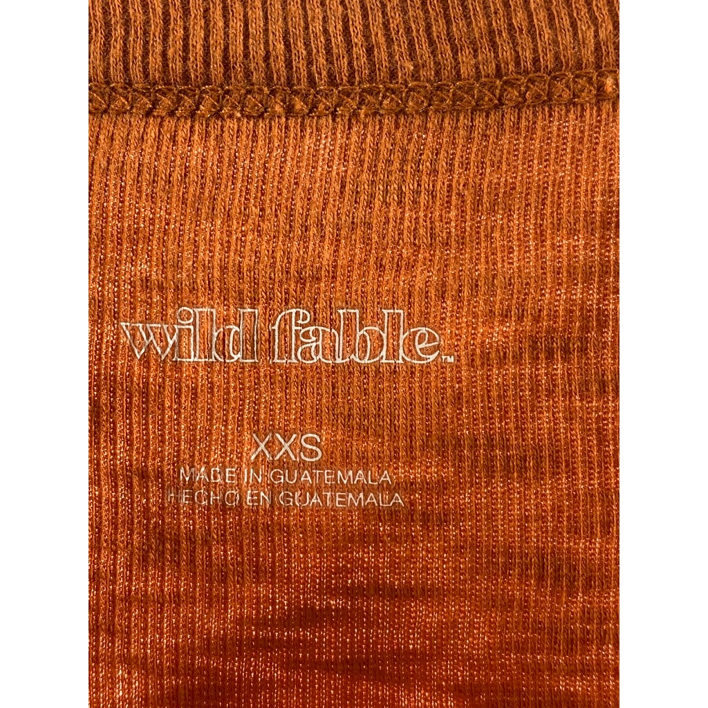 WILD FABLE X TARGET Women's Burnt Orange Crewneck Ribbed Long Sleeve Top SZ 2XS