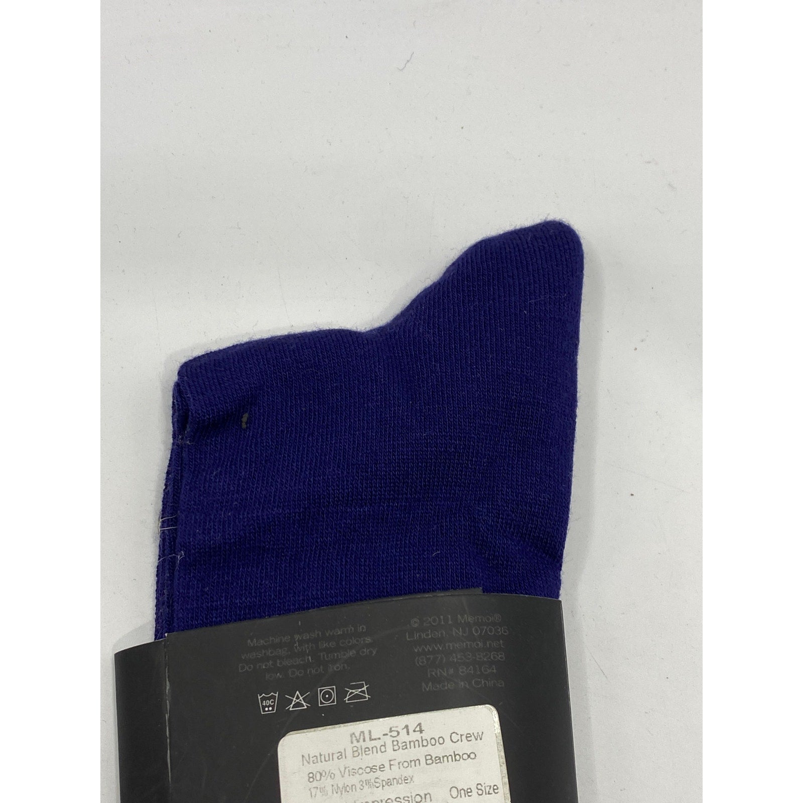 MEMOI Women's Violet Impressions Knit Natural Blend Bamboo Crew Socks SZ OS