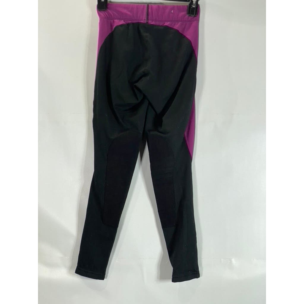 KERRITS Women's Black/Purple Colorblock Knee Patch Riding Pull-On Leggings SZ XS