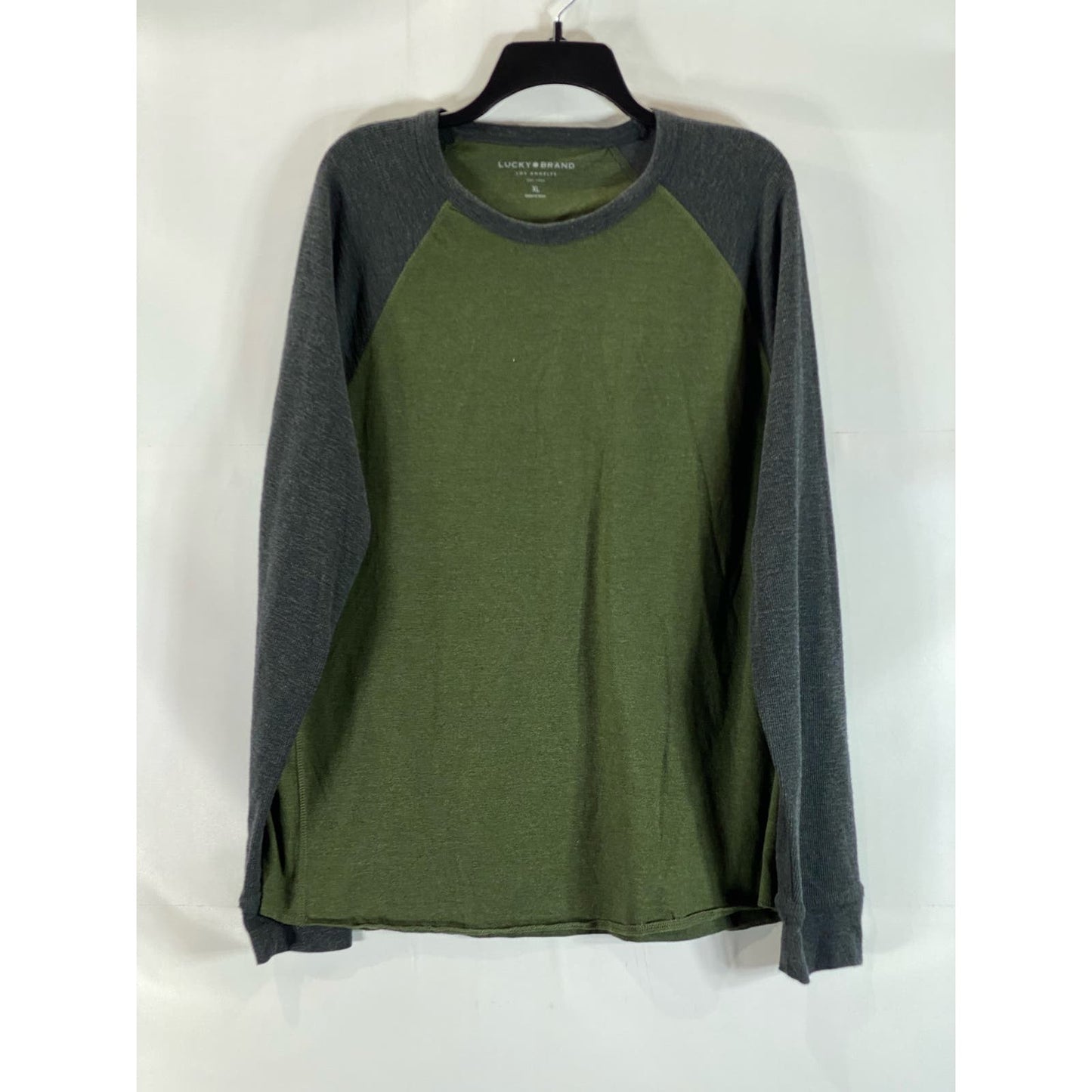 LUCKY BRAND Men's Green Colorblock Crewneck Thermal Long Sleeve T-Shirt SZ XL