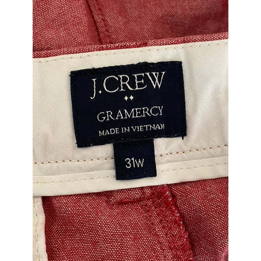 J.CREW Men's Red Gramercy Regular-Fit Cotton Chino Shorts SZ 31
