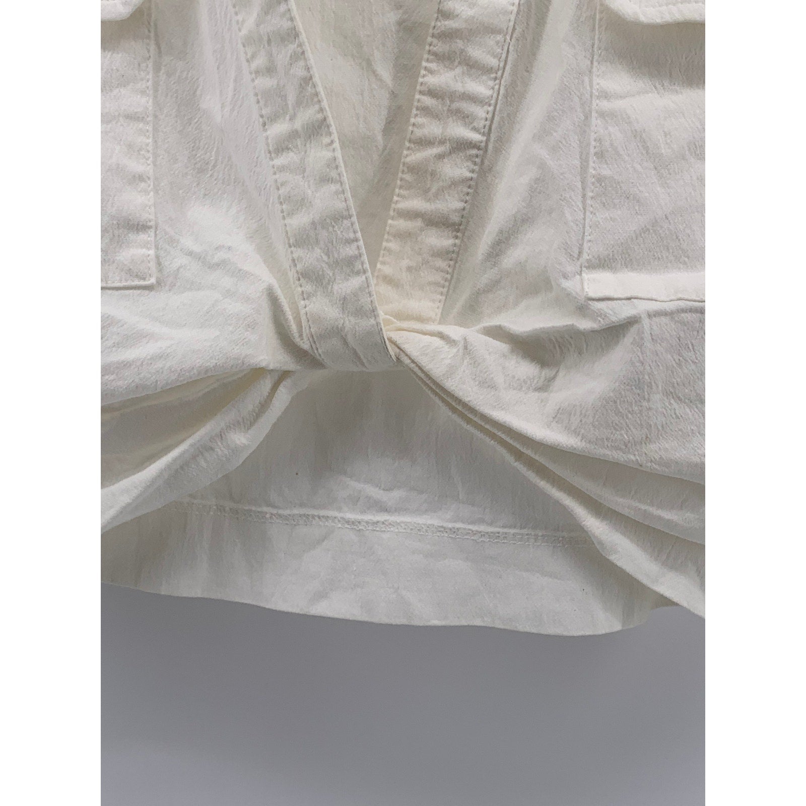 ZARA Women's White Solid Twist-Front Split-Neck Short Sleeve Crop Top SZ XS