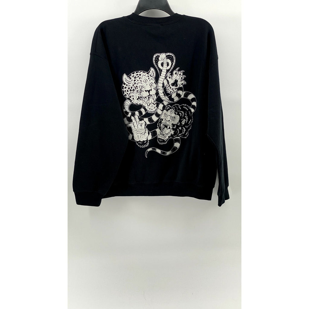 GILDAN Men's Black Heavy Blend Steiner Gorilla, Snake, Leopard Sweatshirt SZ L