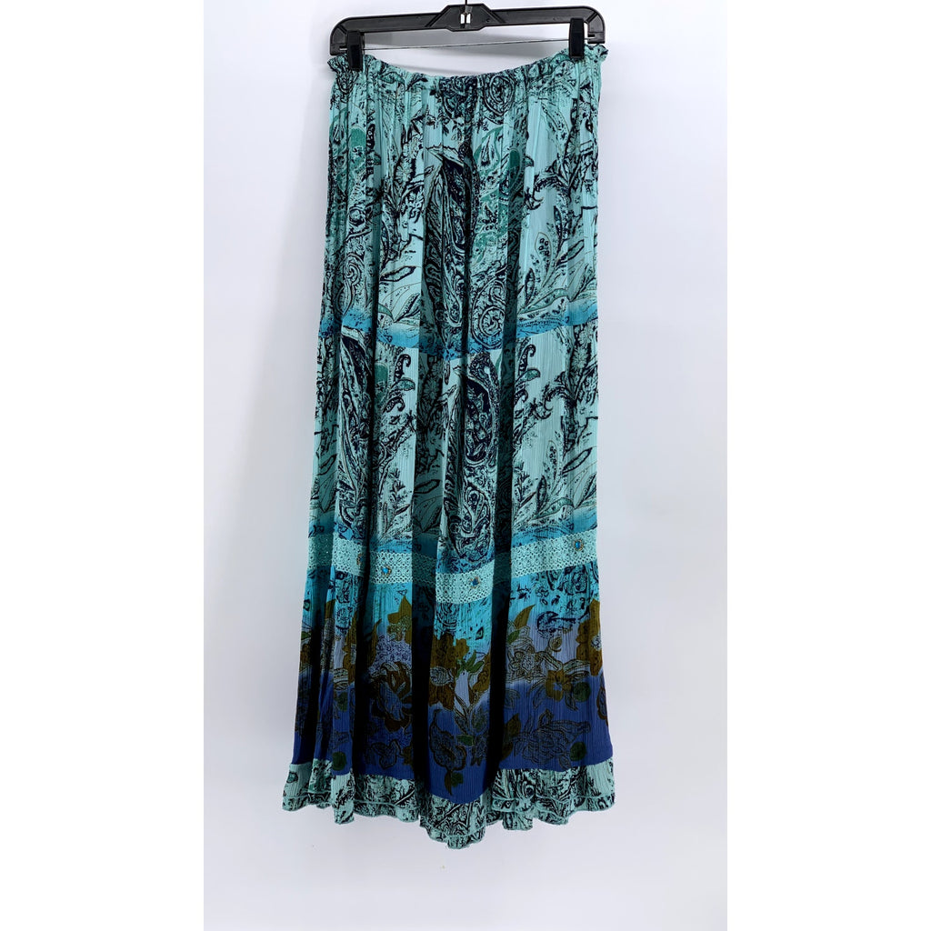 FORBIDDEN LOS ANGELES Women's Blue Ombre Printed Lace Maxi Skirt SZ XL