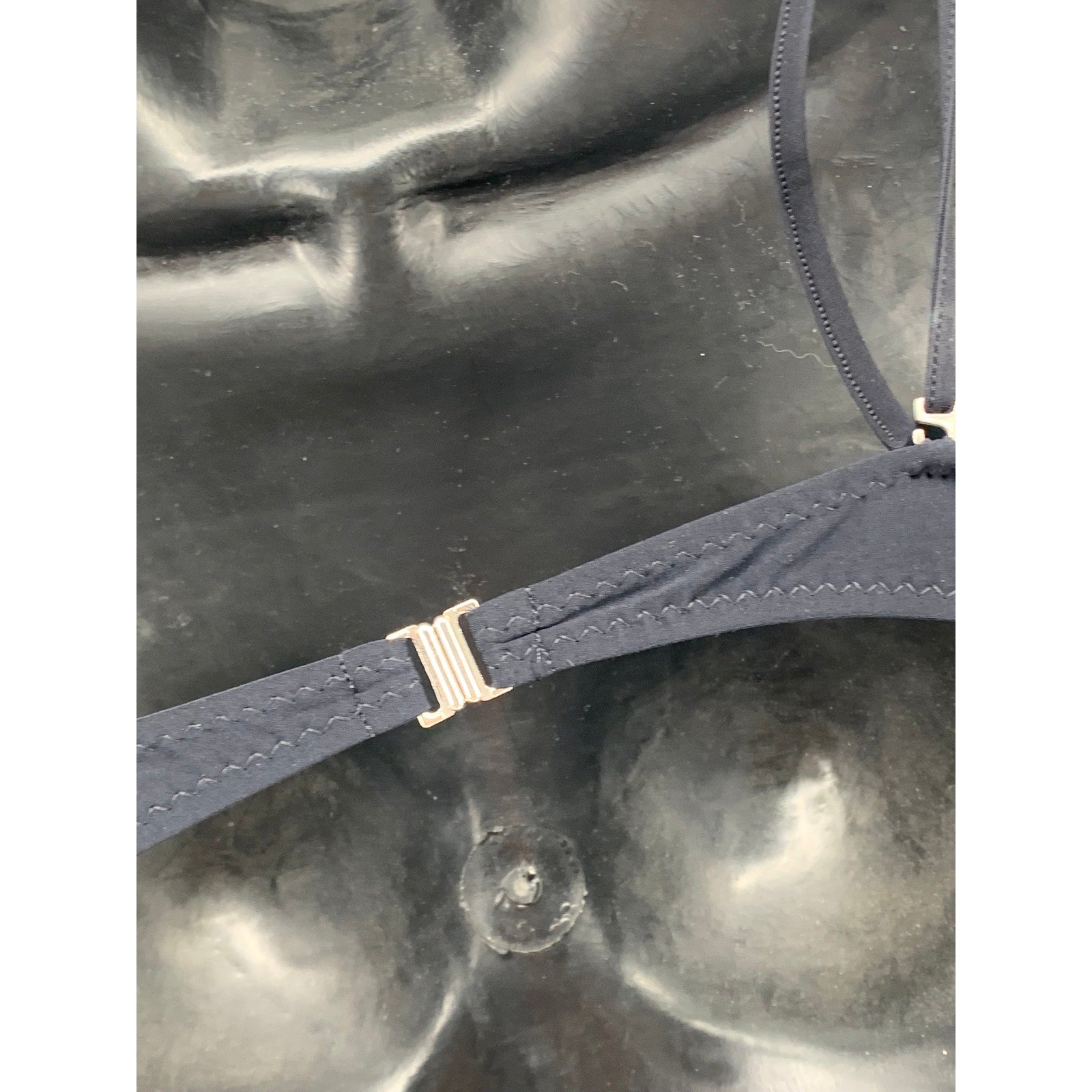 PAIN DE SUCRE Women's Black V-Neck Spaghetti Strap Padded Bikini Top SZ 34B