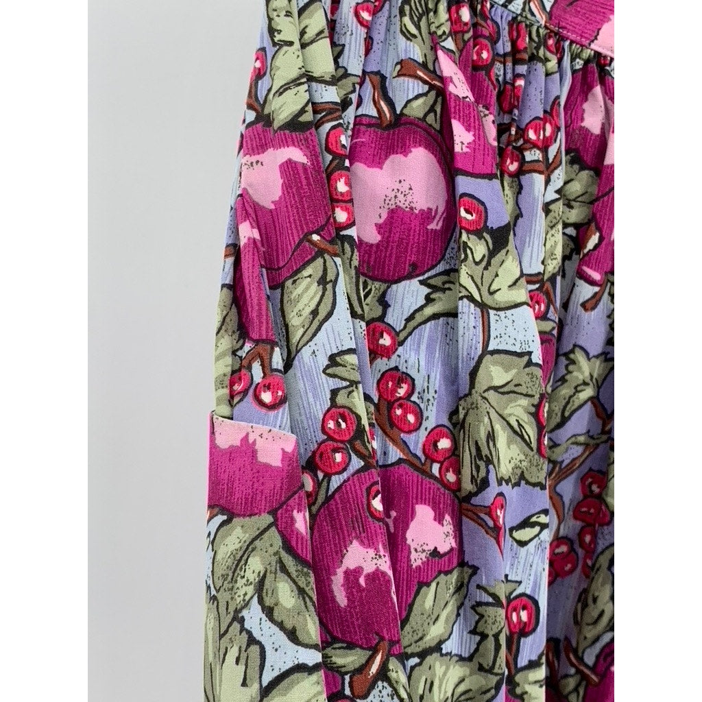 RUFF HEWN Women's Vintage Pink Floral Print Pleated A-Line Midi Skirt SZ 8