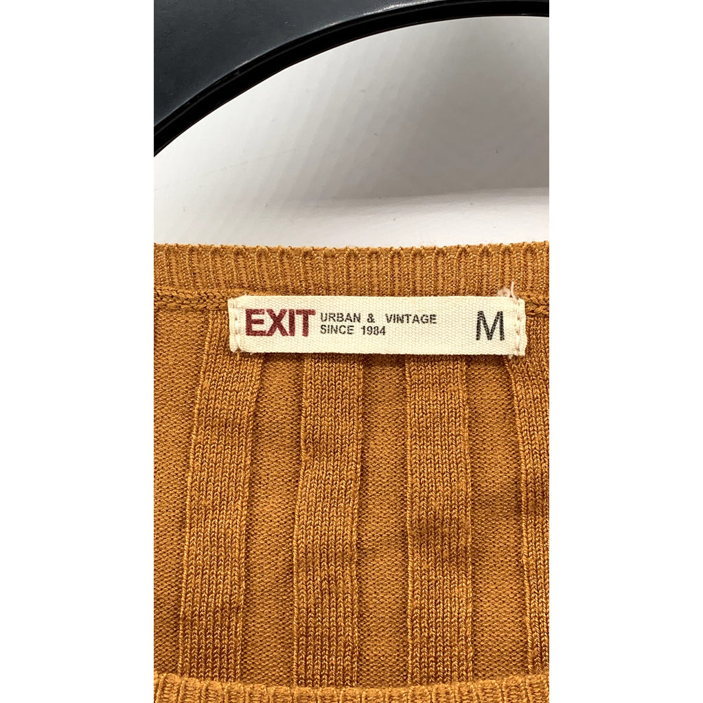 EXIT Urban & Vintage Women's Burnt Orange Ribbed Crewneck Long Sleeve Top SZ M