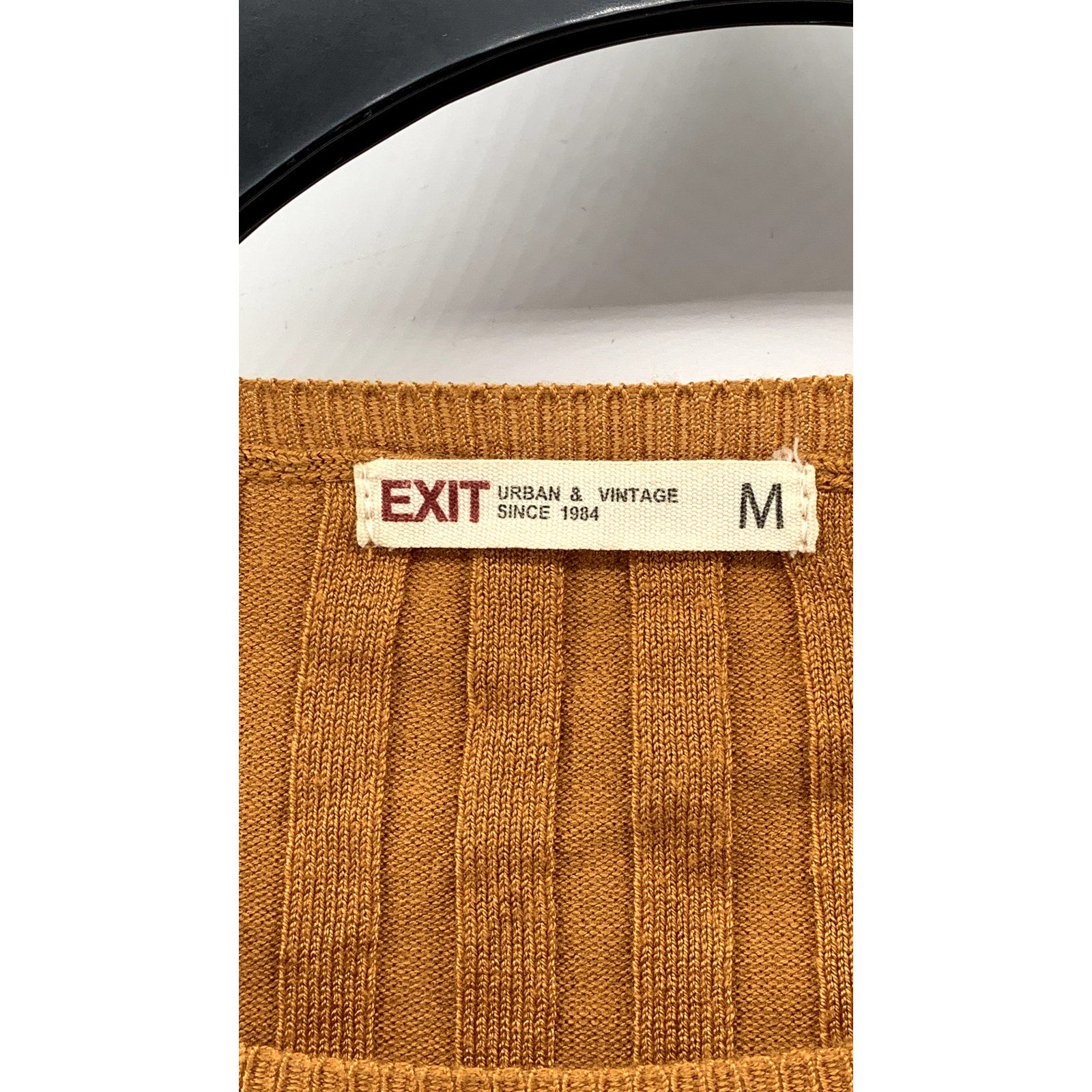 EXIT Urban & Vintage Women's Burnt Orange Ribbed Crewneck Long Sleeve Top SZ M
