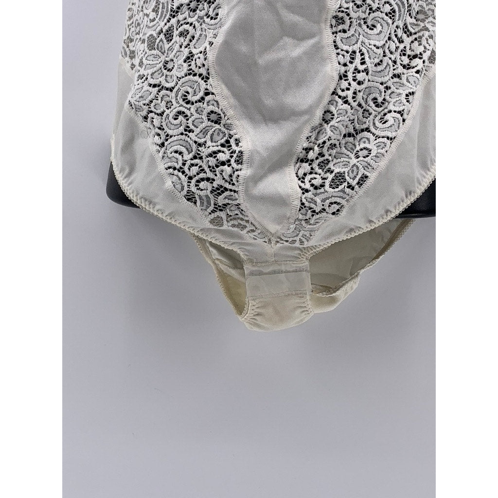 LORMAR Women's White Lace-Trim Satin Strapless Bodysuit SZ SZ 3(US-M)