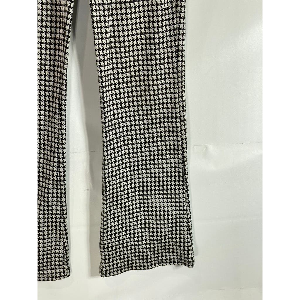 CIDER Women's Black/White Lady Houndstooth Mid-Rise Wide-Leg Pants SZ S(US4)