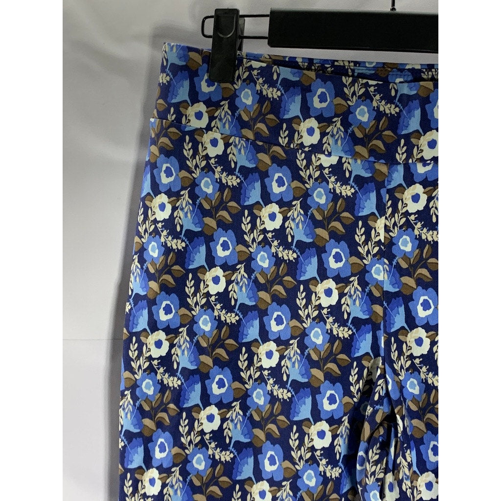 J. MCLAUGHLIN Women's Blue/Brown Printed Masie Pull-On Ankle Pant SZ 8