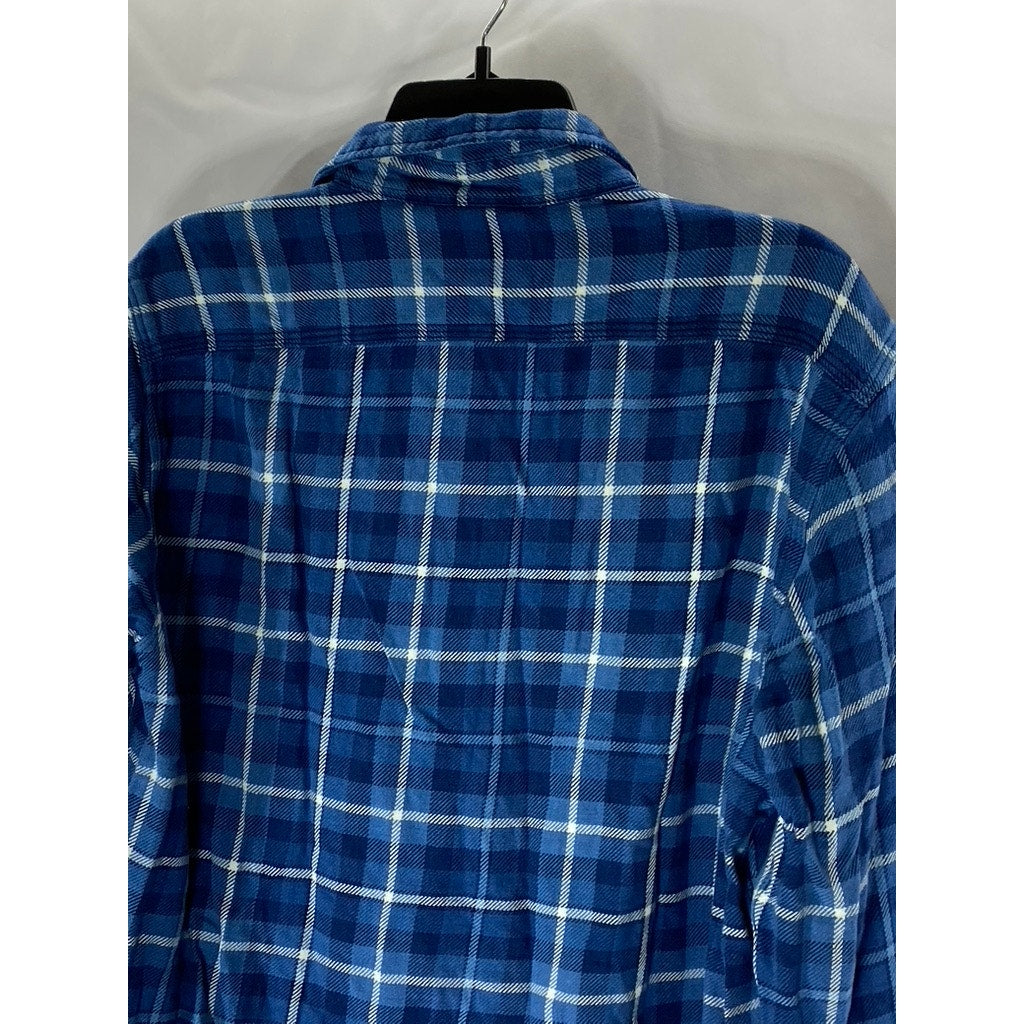 POLO RALPH LAUREN Men’s Blue Plaid Classic-Fit Button-Up Indigo Shirt SZ M