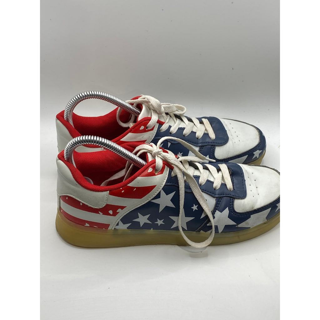 UNBRANDED Men's Red-Blue-Green Star Print Lace-Up Light-Up Sneakers SZ 39(9)