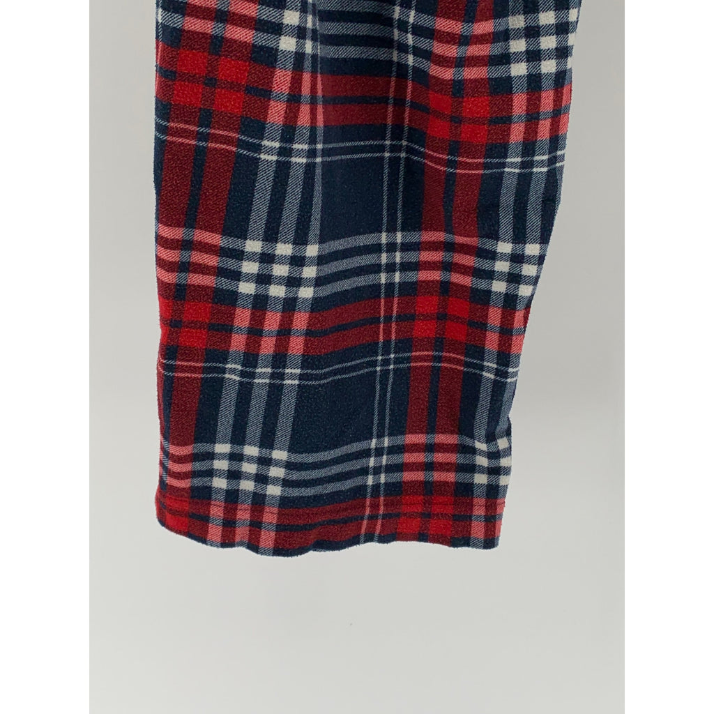 NAUTICA Men's Navy-Red Plaid Flannel Pull-On Classic-Fit Pajama Pants SZ L