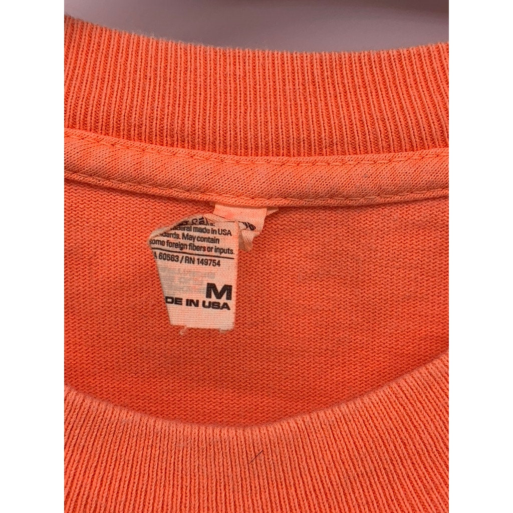 LOS ANGELES APPAREL Men’s Neon Orange Solid Crewneck Long Sleeve T-Shirt SZ M
